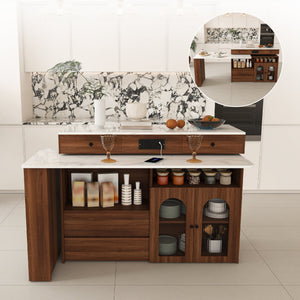 Extendable Kitchen Island with Rotating Table