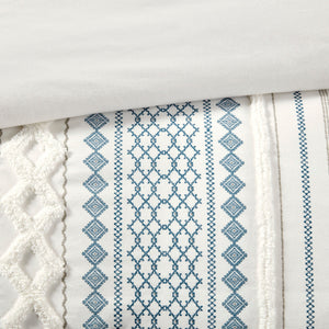 Full/Queen Cotton Printed Duvet Cover Set with Chenille