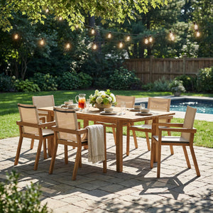 7 Pieces Acacia Wood Outdoor Dining Set