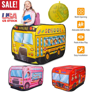 Kids Play Tent Foldable Pop Up Fire Truck Tent Portable Children Baby Play House W/ Carry Bag For Indoor Outdoor Use