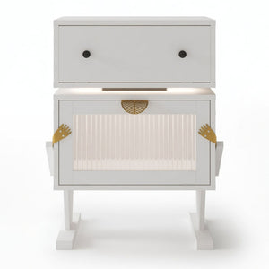 Robot LED Nightstand With 360° Rotating Drawer