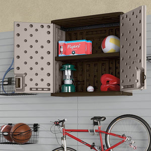 Suncast 4 Cubic Feet Resin Single Shelf Garage Wall Storage Cabinet, Platinum - TRAPSKI