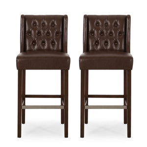 Solstara Upholstered Dining Barstool with Button Tufted and Wing Back