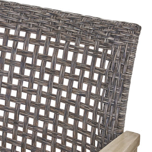 Hampton Outdoor Wood and Wicker Loveseat - Gray