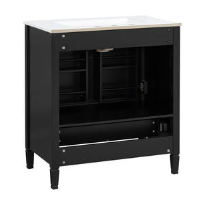 Elegant Fluted Bathroom Vanity With Sink, Soft Close Doors & Drawer