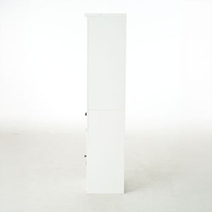 Retro Style 75'' Tall Display Shelf With Cabinet For Hallways Living Room Kitchen - White