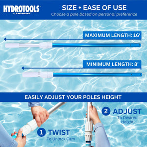 Swimline HydroTools 8356M Adjustable Extending 3 Piece Telescopic Pole for Pool