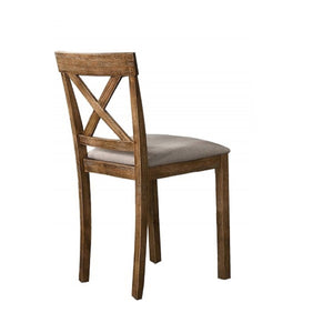 Dining Chair With Open X Back (Set of 2) - Brown / Beige