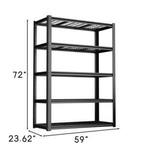 Garage Storage Rack, 5 Layer Adjustable Shelving Unit For Warehouse - Black