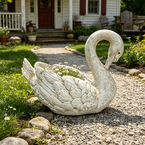 12.8'' Tall Vintage Swan Statue Planter