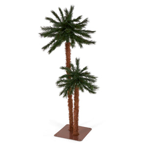 Home Heritage Palm Tree 5' & 3' Pre-Lit Artificial Tropical Double Holiday Tree