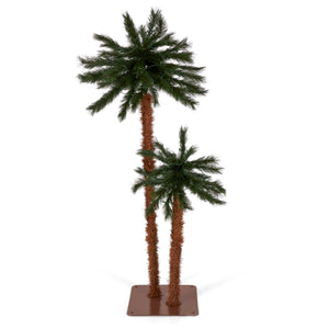 Home Heritage Palm Tree 5' & 3' Pre-Lit Artificial Tropical Double Holiday Tree