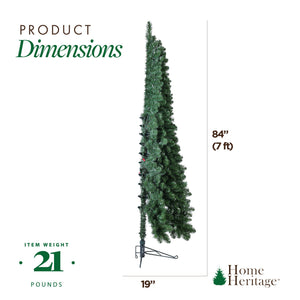 Home Heritage Half Pine 7' Pre-Lit Artificial Christmas Tree, 150 Warm White LED