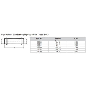 Viega ProPress 1-1/4" Extended Coupling w/o Stop - Double Press Connection - Smart Connect Technology