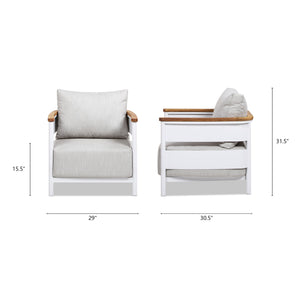 Rhodes 29" Upholstered Teak & Aluminum Patio Arm Chair Birch