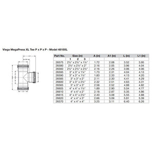 Viega MegaPress 3" Carbon Steel Tee w/FKM - Triple Press Connection - Smart Connect Technology