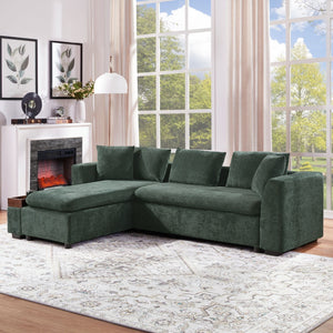 Modern L Shaped Sectional Sofa With Upholstery And Wooden Storage