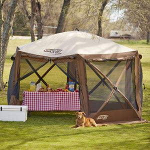 CLAM Quickset Pavilion 12.5' Portable Outdoor Gazebo Canopy Tent with Floor Tarp