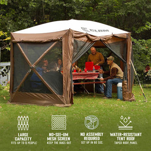 CLAM Quickset Pavilion 12.5' Portable Outdoor Gazebo Canopy Tent with Floor Tarp - TRAPSKI