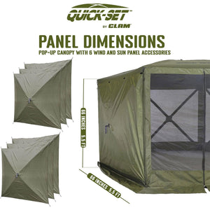 Clam Quick-Set Screen Hub Tent Wind & Sun Panels, Accessory Only, Green (3 Pack)