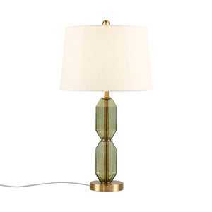 Faceted Green Glass Table Lamp