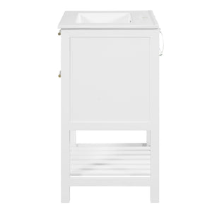 Modern Bathroom Vanity With Integrated Sink, Cabinet With 1 Deep Drawer And 1 Tip-Out Drawer