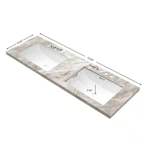 60" Elio Bathroom Undermount Ceramic Sink Vanity Top
