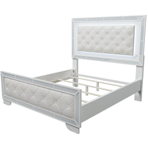 3 Piece Bedroom Set, Bed With LED Lights And 2 Nightstands