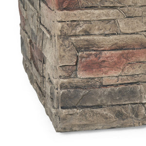 Classic Design Square Fire Pit With Top And 40,000 Btu Heat Output - Stone Gray