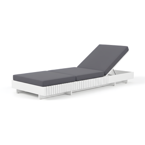 White Acacia Solid Wood Outdoor Chaise Lounge