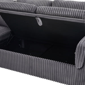 Convertible U-Shaped Sectional Sofa Bed With USB Ports And Storage
