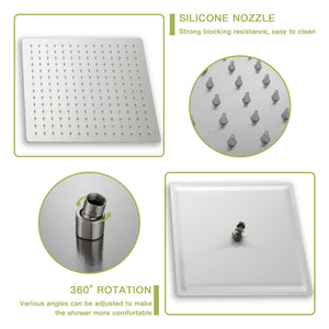 Modern Shower System With Waterfall Tub Spout, 12" Ceiling Mount Square Shower