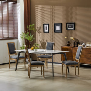 French Country Style Dining Chair with Upholstered Seating and Fluted Legs