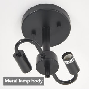 Ceiling Light Fixtures Flush Mount Indoor Outdoor Ceiling Light with Water Ripple Glass Shade (Black)