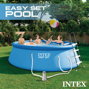Intex Above Ground Swimming Pool, Ladder with Pump and 15’ Pool Debris Cover