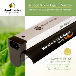 SunBlaster 54W 6400K 4' Grow Light Ballast with NanoTech Reflector, 3 Pack