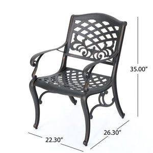Luminea Outdoor Aluminum Dining Chair with Scroll Design