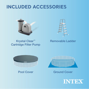 Intex 28253EH 18ft x 48in Metal Frame Above Ground Pool Set with Pump & Cover