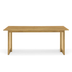 Natural Rubber Wood Dining Table with Rattan Accents