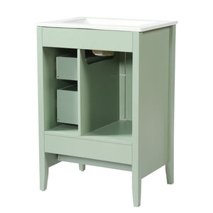 Retro Bathroom Vanity With Sink, Soft Closing Cabinet & Drawers