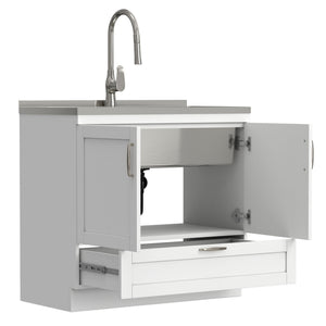 Reed - Deluxe Laundry Cabinet With Pull-Out Faucet And Stainless Steel Sink
