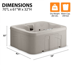 LifeSmart LS100 Sand 4 Person Plug and Play Square Hot Tub Spa with Black Cover