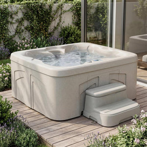 LifeSmart LS100 Sand 4 Person Plug and Play Square Hot Tub Spa with Black Cover