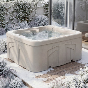 LifeSmart LS100 Sand 4 Person Plug and Play Square Hot Tub Spa with Black Cover