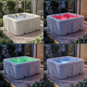 LifeSmart LS100 Sand 4 Person Plug and Play Square Hot Tub Spa with Black Cover
