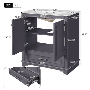 Bathroom Vanity With Sink, Cabinet & 2 Soft Closing Doors & Adjustable Shelf