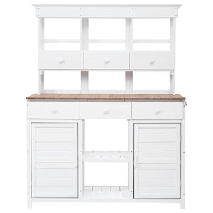 TOPMAX 65.7" Tall Garden Potting Bench Table with Hutch