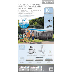 Intex 18' x 9' x 52" Ultra Frame Rectangular Above Ground Pool Set with Floats