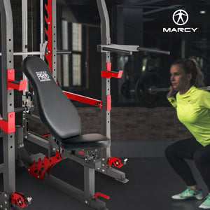 Marcy Pro Smith Machine Weight Bench Home Gym Total Body Workout Training System