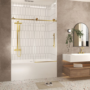 Frameless Shower Door, Smooth Sliding Tracks